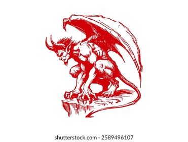 Demon hand drawn sketch illustration vector