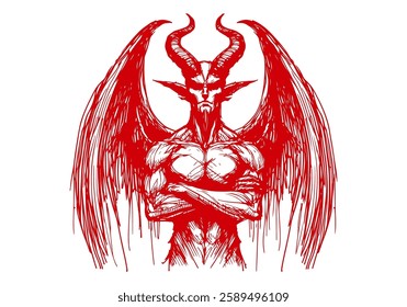 Demon hand drawn sketch illustration vector