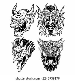 demon head flash tattoo devil black art