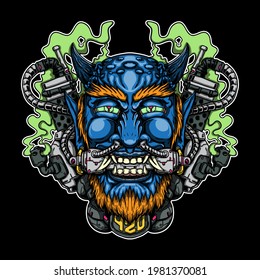 Ilustración vectorial de los chatarra de cabeza de Demon buena para la gráfica de calcomanía o camiseta