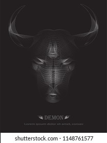 Demon head with lines graphic design 