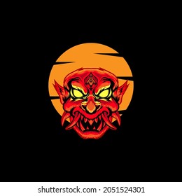 demon head mascot illustration, devil shirt design