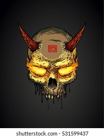 DEMON HEAD SKULL WITH BURN EYES