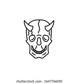 demon head skull line icon on white background