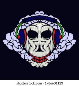 Demon Head Skull vector for design elements for logo, poster, illustration or t-shirt design.