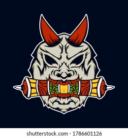 Demon Head Skull vector for design elements for logo, poster, illustration or t-shirt design.