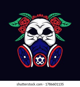Demon Head Skull vector for design elements for logo, poster, illustration or t-shirt design.