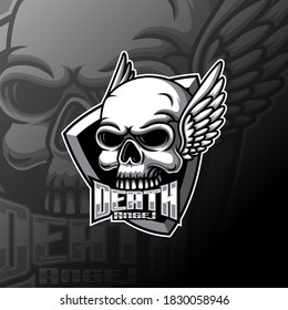 Demon head skull and wings of illustration