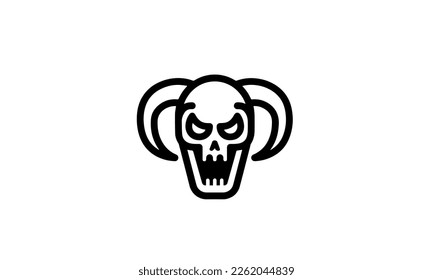 demon head vector illustration icon outline style black and white background eps 8