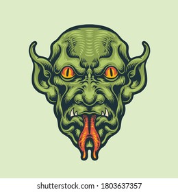 demon head with vintage style