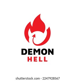 Demon hell logo vector. Flame devils vector