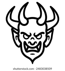 demon icon or modern line symbol. Vector line art and icon design with bold outline. Black and white Pixel Perfect minimalistic symbol isolated white background. Silhouette simple thin sign