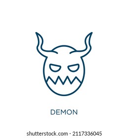 demon icon. Thin linear demon outline icon isolated on white background. Line vector demon sign, symbol for web and mobile