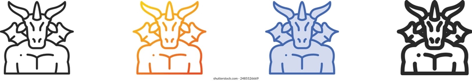 demon icon.Thin Linear, Gradient, Blue Stroke and bold Style Design Isolated On White Background