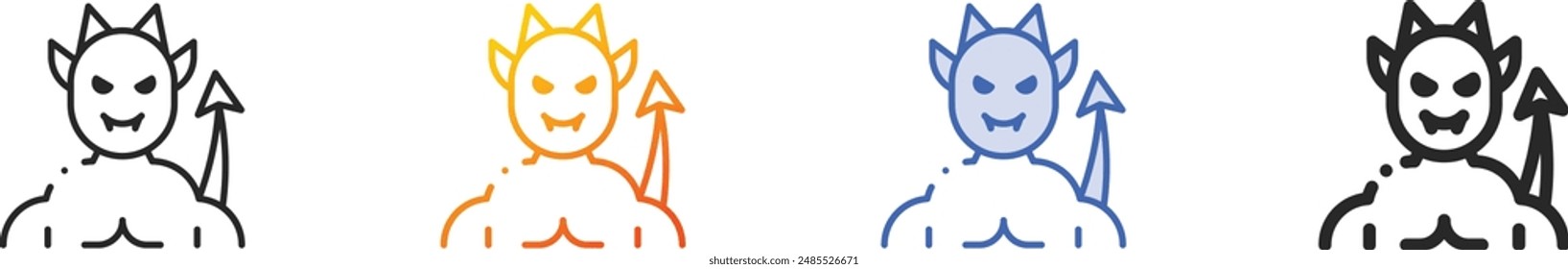 demon icon.Thin Linear, Gradient, Blue Stroke and bold Style Design Isolated On White Background