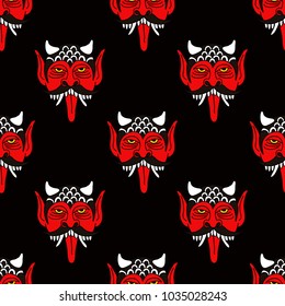 demon illustration traditional tattoo flash seamless doodle pattern