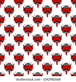 demon illustration traditional tattoo flash seamless doodle pattern