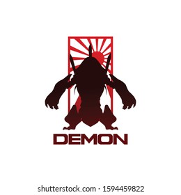 Demon and japan style logo
