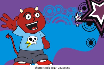 demon kid cartoon background in vector format