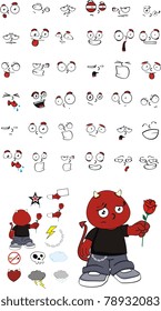 demon kid cartoon set in vector format