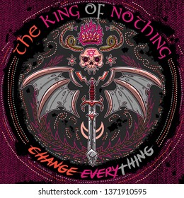 demon king of nothing badge illustration t shirt graphic design
