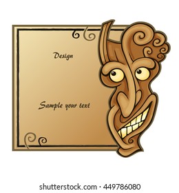 demon mask with frame and space for text