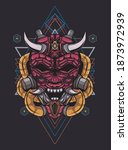 Demon Mask Graphic Vector Illustration, Perfect for t-shirt design, merchandise, etc.