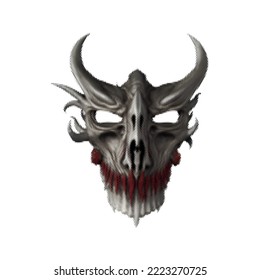 Demon mask. Halftone Vector illustration. Isolated on white background.