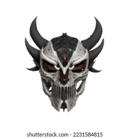 Demon mask. Halftone Vector illustration. Isolated on white background.