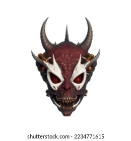 Demon mask. Halftone Vector illustration. Isolated on white background.