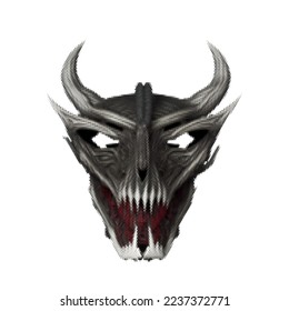 Demon mask. Halftone Vector illustration. Isolated on white background.