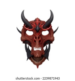 Demon mask. Halftone Vector illustration. Isolated on white background.