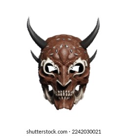 Demon mask. Halftone Vector illustration. Isolated on white background.