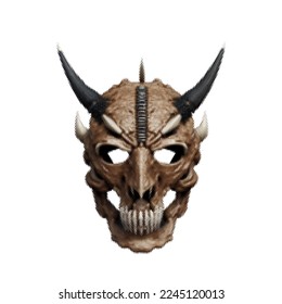 Demon mask. Halftone Vector illustration. Isolated on white background.
