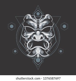 demon mask illustration for commercial use