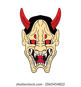 demon mask illustration in japanese culture