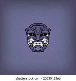 demon mask illustration logo design