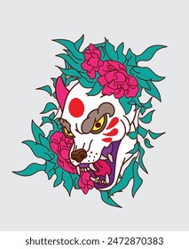 demon mask oni is mean demon logo illustration design for sukajan is mean japan traditional cloth or t-shirt,Embroidery Men T-shirts Summer Casual Short Sleeve Hip Hop T Shirt Streetwear