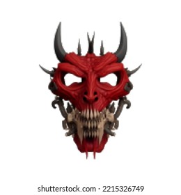 Demon mask. Pixelated Vector illustration. Isolated on white background.