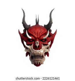 Demon mask. Pixelated Vector illustration. Isolated on white background.