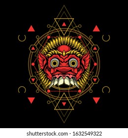 demon mask with sacred geometry