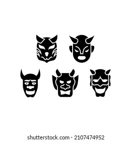 Demon Mask set icon isolated on white background