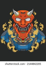 demon mask vector print illustration