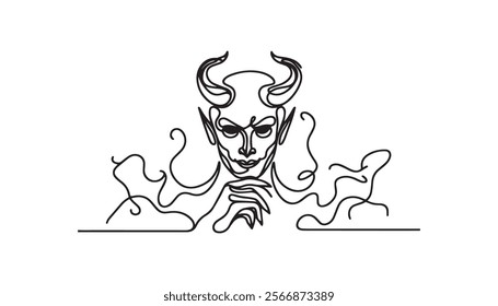 demon minimalist line art icon logo symbol icon black color only