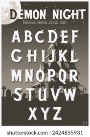 Demon Night 2 Font, Halloween Scary Typeface