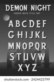 Demon Night Font, Retro Horror Movie Style Typeface, Scary Letters for Halloween Posters, Illustrations 