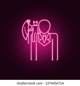 demon on the shoulder neon icon. Elements of Angel and demon set. Simple icon for websites, web design, mobile app, info graphics