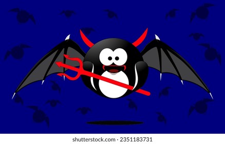 Demon Penguin With Bat Wings and Devil's trident for costum inspiration in helloween