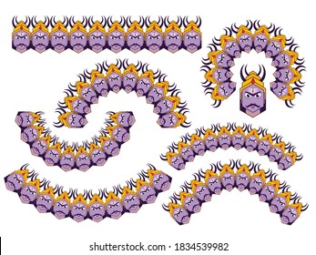Demon Ravana führt verschiedene Sets mit verschiedenen Kombinationen für Ravanadahan auf Vijayadashami, Happy Dussehra Festival. Vollständig bearbeitbares Vektorformat. Geeignet für Navratri Dasra Indian Hindu Festival.