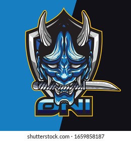 demon with samurai e sport logo and mascot game